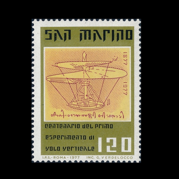 SAN MARINO(�긶����)-#908-120 I-VERTICAL FLYING MACHINE, BY DA VINCHI(���������� �� ��ġ, ������ ��)-1977.6.6��