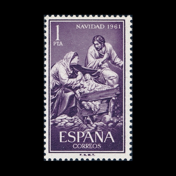 SPAIN(������)-#1039-1p-NATIVITY SCULPTURED BY JOSE GINES(ȣ�� ���׽��� ź�� ����)-1961.12.1��