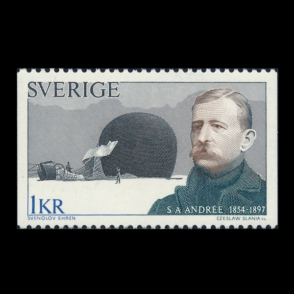 SWEDEN(������)-#1008-1k-SALOMON AUGUST ANDREE AND BALLOON ON SNOW FIELD(��θ� �ƿ챸��Ʈ �ȵ巹, ���� ���� ǳ��)-1973.9.22��