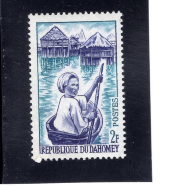 DAHOMEY(��ȣ��)-#160-2fr-GANVIE WOMAN IN CANOE(������ ����, ī�� ź ����)-1963.2.18��