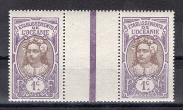 FRENCH POLYNESIA(�������� �����׽þ�)-PAIR-#21-1c-TAHITAN GIRL(Ÿ��Ƽ�� �ҳ�)-1913��