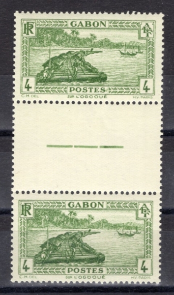GABON(����)-PAIR-#126-4c-TIMBER RAFT ON OGOWE RIVER(������ ���� ���� �¸�)-1932��