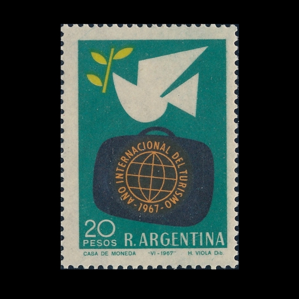 ARGENTINA(�Ƹ���Ƽ��)-#840-20p-PEACE DOVE AND VALISE(��ȭ ��ѱ�, ����)-1967.8.5��