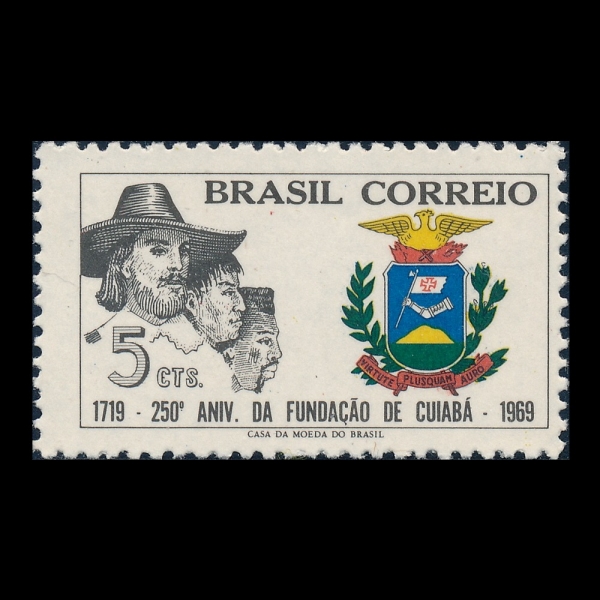 BRAZIL(�����)-#1119-5c-MEN OF 3 RACES AND ARMS OF CUIABA(�� ����, ����� �����)-1969.4.8��