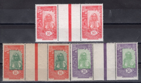 SOMALIA COAST(�Ҹ������� �ؾȼ�)-PAIR-#A22(3��)-SOMALI WOMAN(�Ҹ����� ����)-1915��