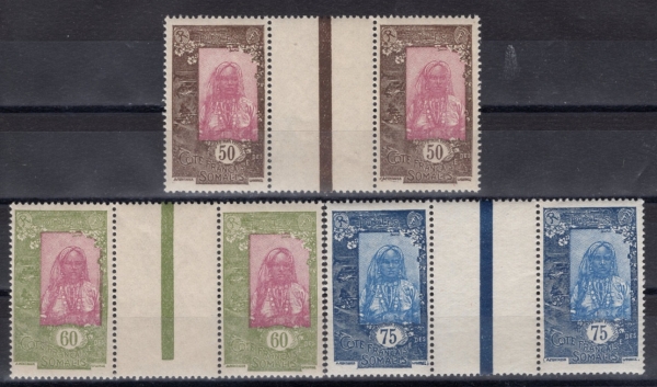 SOMALIA COAST(�Ҹ������� �ؾȼ�)-PAIR-#A22(3��)-SOMALI WOMAN(�Ҹ����� ����)-1915��