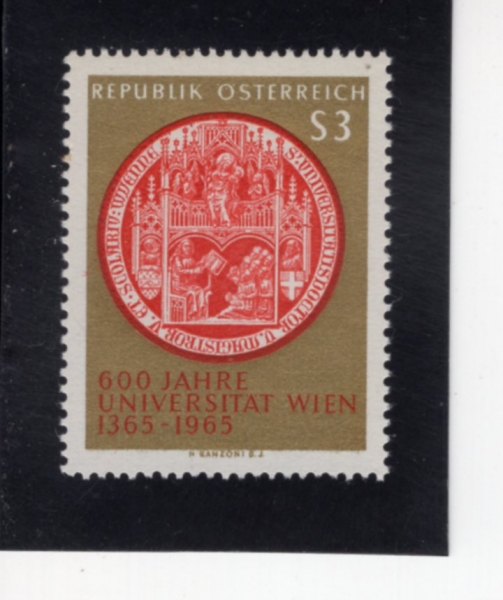 AUSTRIA(����Ʈ����)-#743-3s-OLDEST SEAL OF VIENNA UNIVERSITY(�� ���б��� ���� ������ ����)-1965.5.10��