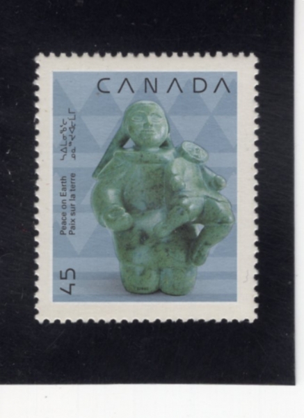 CANADA(ĳ����)-#1295-45c-SCULPTURE OF MOTHER AND CHILD BY AN INUIT ARTIST(�̻� ��Ű������ �����Ϸ��� ����ӴϿ� ���̡�)-1990.10.25��