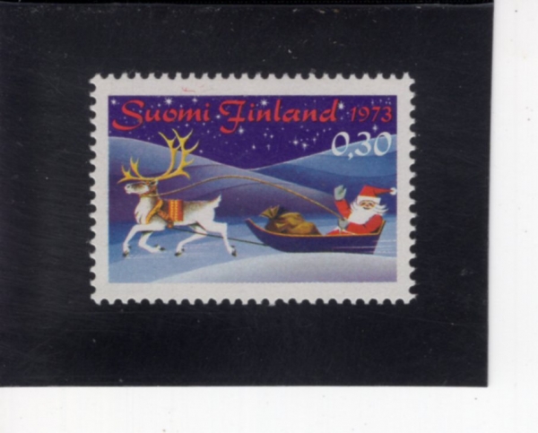FINLAND(�ɶ���)-#539-30p-SANTA CLAUS IN REINDEER SLEIGH(���� ��Ÿ� ź ��ŸŬ�ν�)-1973.11.15��