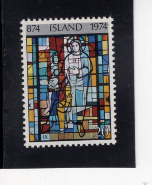 ICELAND(���̽�����)-#465-20k-STAINED GLASS WINDOW HONORING HALLGRIMUR PETURSSON(�ұ׸����� ���������� �⸮�� �����ε�۶� â��)-1974.7.16��