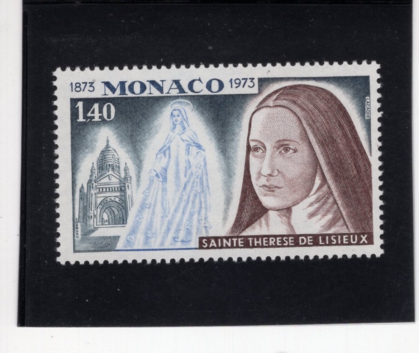 MONACO(����)-#870-1.40fr-VIRGIN MARY, ST. TERESA, LISIEUX BASILICA(���� ������, �� �׷���, ������ �뼺��)-1973.4.30��