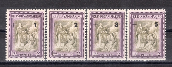 SAN MARINO(�긶����)-#B32~5(4��)-\"ST. MARINUS RAISING THE REPUBLIC\", BY GIROLAMO BATONI(���Ѷ�� �����, \"��ȭ���� ����� �� ��������\")-1947.11.13��