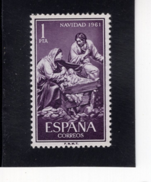 SPAIN(������)-#1039-1p-NATIVITY SCULPTURED BY JOSE GINES(ȣ�� ���׽��� ź�� ����)-1961.12.1��