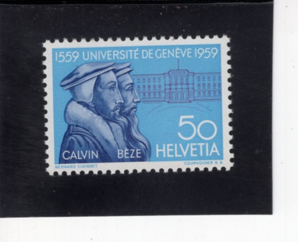 SWITZERLAND(������)-#373-50c-JEAN CALVIN, THEODORE DE BEZE AND UNIVERSITY OF GENOVA(�� Į��, �׿����� �� ����, ����� ���б�)-1959.3.9��