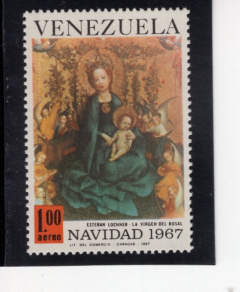 VENEZUELA(���׼�����)-#C976-1b-MADONNA WITH THE ROSEBUSH, BY STEPHAN LOCHNER(������ ��ũ���� ��̴����� ���� ������)-1967.12.19��