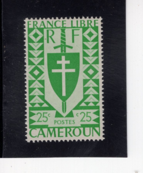 CAMEROUN(ī�޷�)-#284-25c-LORRAINE CROSS AND JOAN OF ARC SHIELD(�η� ���ڰ�, �ܴٸ�ũ�� ����)-1941��