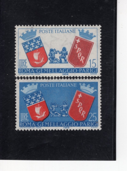 ITALY(��Ż����)-#768~9(2��)-ARMS OF PARIS AND ROME(�ĸ�, �θ��� ����)-1959.4.9��