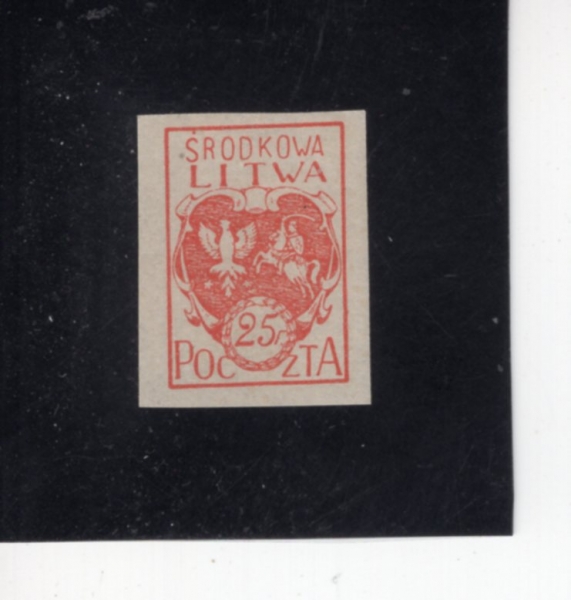 CENTRAL LITHUANIA(�߾� �����ƴϾ� ��ȭ��)-#1a-25f-COAT OF ARMS(�߾� �����ƴϾ� ��ȭ���� ����)-1920��