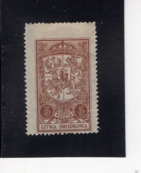 CENTRAL LITHUANIA(�߾� �����ƴϾ� ��ȭ��)-#39-5m-COAT OF ARMS OF VILNIUS(�������� ����)-1921��
