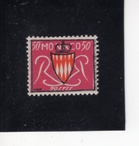 MONACO(����)-#312-50c-GRIMALDI FAMILY COAT OF ARMS(�׸����� ���� ����)-1954.4.12��