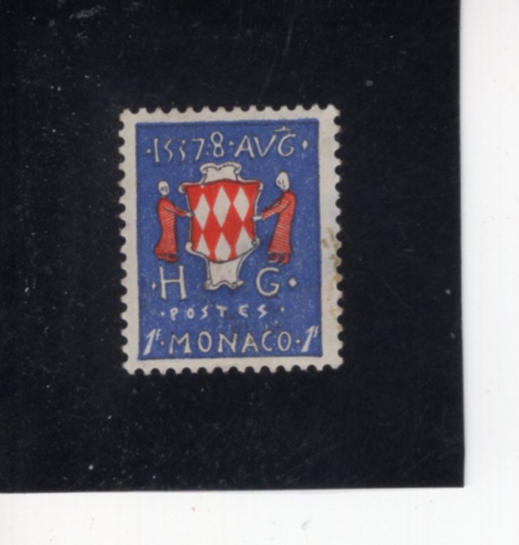 MONACO(����)-#315-1fr-GRIMALDI FAMILY COAT OF ARMS(�׸����� ���� ����)-1954.4.12��