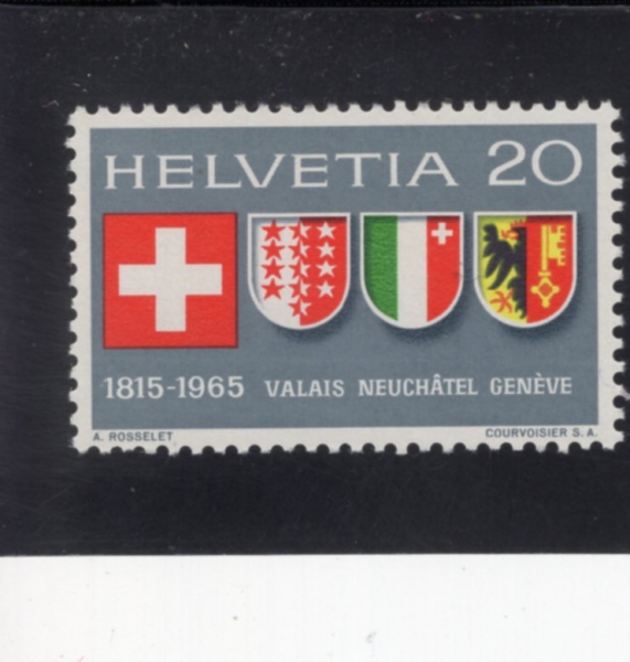SWITZERLAND(������)-#466-20c-SWISS ARMS, CANTONAL EMBLEMS OF VALAIS, NEUCHATEL, GENEVA(������ ���� ��߰� ����)-1965.6.1��