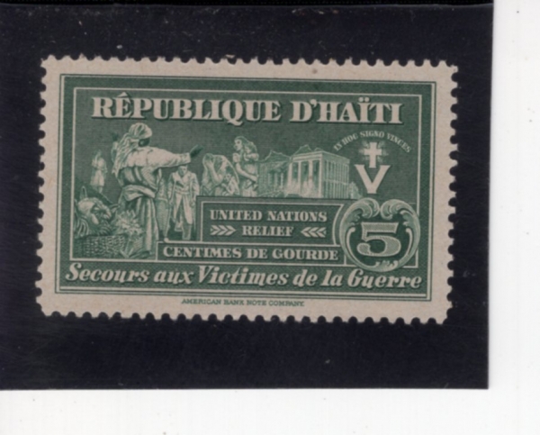 HAITI(����Ƽ)-#RA5-5c-HAITIAN WOMAN, WAR INVALIDS AND RUINED BUILDINGS(����Ƽ ����, ���� ������, ���� �� �ǹ�)-1944.8.16��