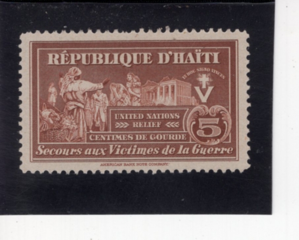HAITI(����Ƽ)-#RA7-5c-HAITIAN WOMAN, WAR INVALIDS AND RUINED BUILDINGS(����Ƽ ����, ���� ������, ���� �� �ǹ�)-1944.8.16��