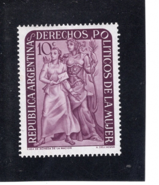 ARGENTINA(�Ƹ���Ƽ��)-#598-10c-WOMAN VOTER AND \"ARGENTINA\"(������ ��ǥ)-1951.12.14��