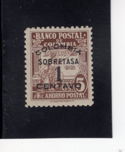COLOMBIA(�ݷҺ��)-#RA36-1c on 5c-POSTAL TAX STAMPS(������ ����)-1948��