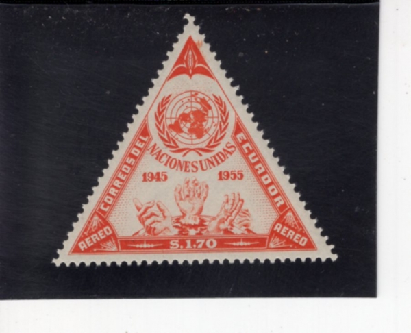 ECUADOR(���⵵��)-#C307-1.70s-HANDS REACHING FOR UN EMBLEM(���� �������� ���� ���� ���� ���)-1956.10.24��