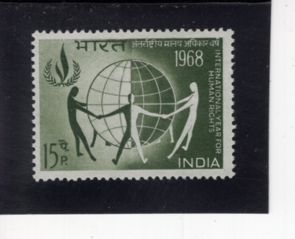 INDIA(�ε�)-#461-15p-PEOPLE ENCICLING THE GLOBE AND HUMAN RIGHTS FLAME(����, �α�)-1968.1.1��
