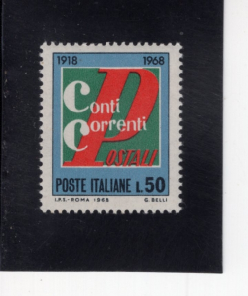 ITALY(��Ż����)-#996-50 I-50TH ANNIV. OF THE POSTAL CHECKING SERVICE(���� ��ǥ ���� 50�ֳ�)-1968.11.20��