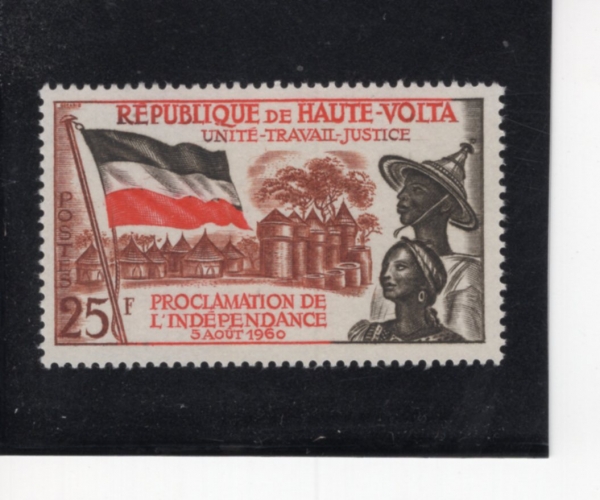 BURKINA FASO(�θ�Ű���ļ�)-#92-25fr-FLAG, VILLAGE AND COUPLE(����, ����, �κ�)-1960.8.5��