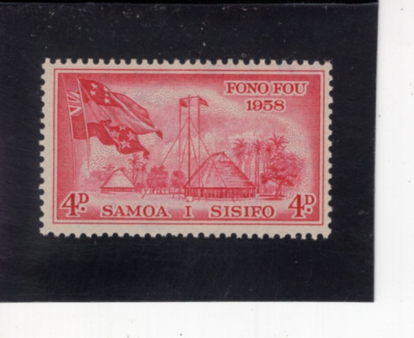 SAMOA(����)-220-4p-WESTERN SAMOA AND NEW ZEALAND FLAGS, VILLAGE(����, �������� ����, ����)-1958.3.21��