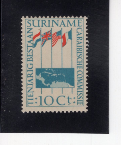 SURINAM(������)-270-10c-FLAGS AND MAP OF CARIBBEAN(ī������ ����, ����)-1956.12.6��