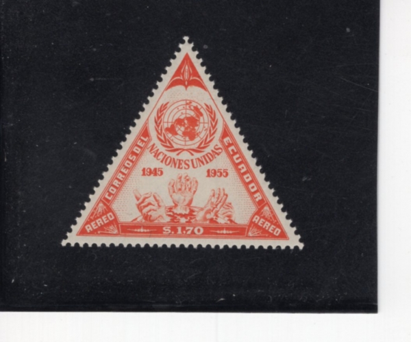 ECUADOR(���⵵��)-C307-1.70s-HANDS REACHING FOR UN EMBLEM(���� �������� ���� ���� ���� ���)-1956.10.24��