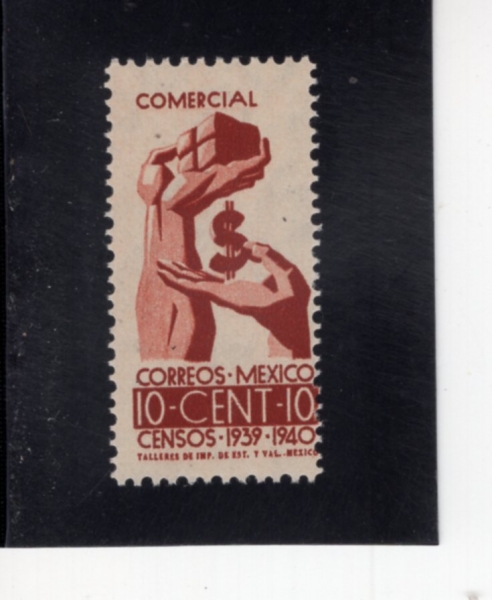 MEXICO(�߽���)-753-10c-TWO HANDS HOLDING SYMBOLS OF COMMERCE(�� ��, ����� ��¡)-1939.10.1��