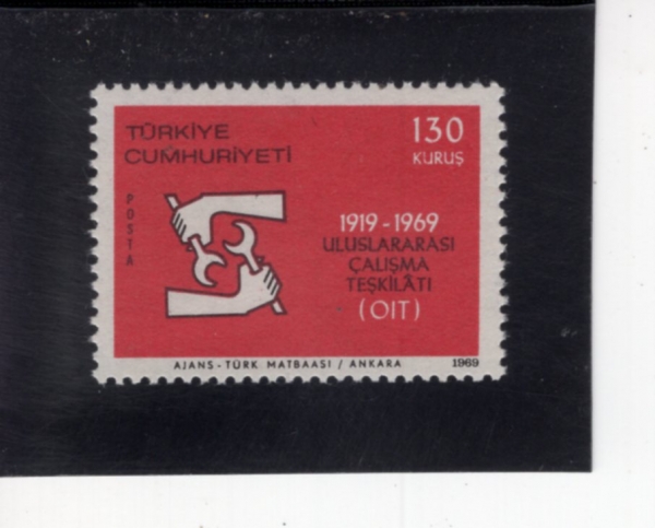 TURKEY(Ƣ��Ű��)-#1797-130k-ILO, 50TH ANNIV.(���� �뵿 �ⱸ 50�ֳ�)-1969.4.15��