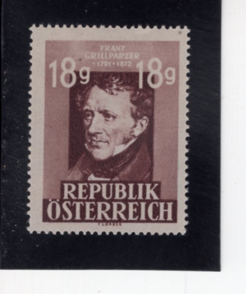 AUSTRIA(����Ʈ����)-#489-18g-FRANZ GRILLPARZER(������ �׸��ĸ�ó)-1947��