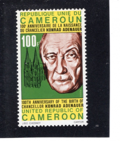 CAMEROUN(ī�޷�)-#624-100fr-KONRAD ADENAUER AND COLOGNE CATHEDRAL(�ܶ�Ʈ �Ƶ�����, �븥 �뼺��)-1976.10.20��