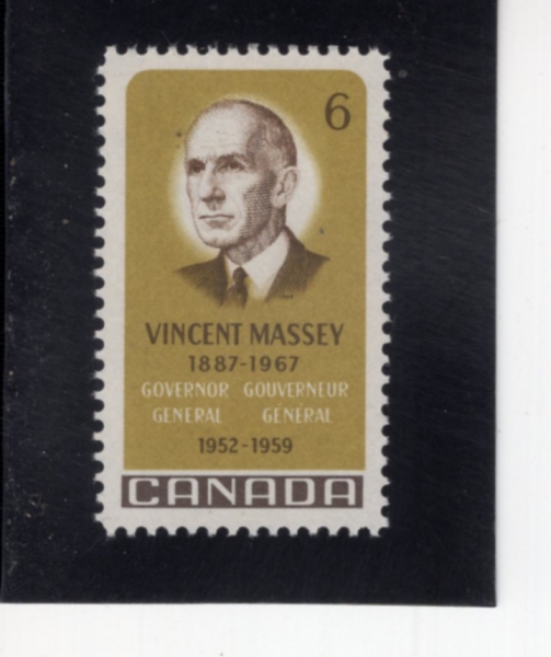 CANADA(ĳ����)-#491-6c-VINCENT MASSEY(��Ʈ �Ž�)-1969.2.20��