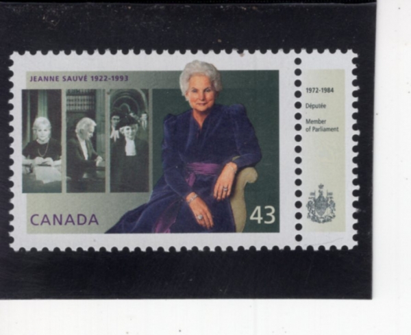 CANADA(ĳ����)-#1509-43c+LABEL-JEANNE SAUVE(�� ��ƿ�� �Һ�)-1994.3.8��