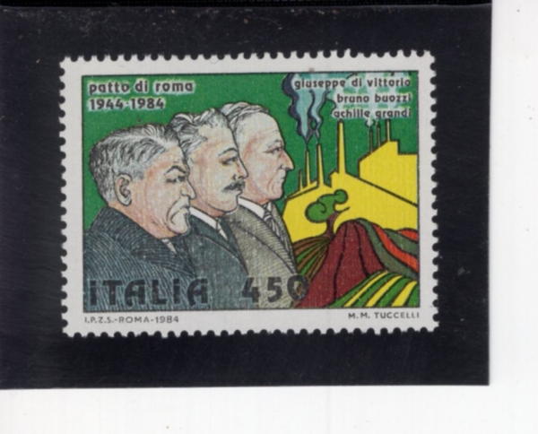 ITALY(��Ż����)-#1593-450 I-ROME PACTS, 40TH ANNIV.(�θ� ���� 40�ֳ�)-1984.4.30��
