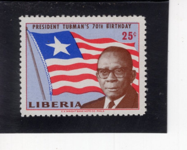 LIBERIA(���̺�����)-#431-25c-PRES. TUBMAN AND LIBERIAN FLAG(������ �ͺ��)-1965.11.29��