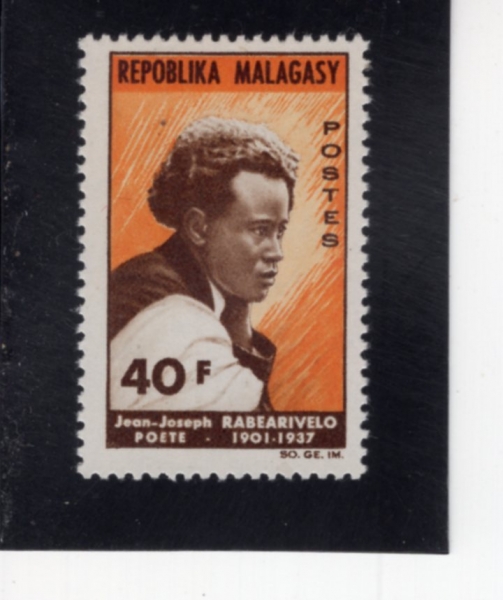 MALAGASY REPUBLIC(���ٰ���ī��)-#368-40fr-JEAN JOSEPH RABEARIVETO(��-���� �󺣸�����)-1965.6.22��