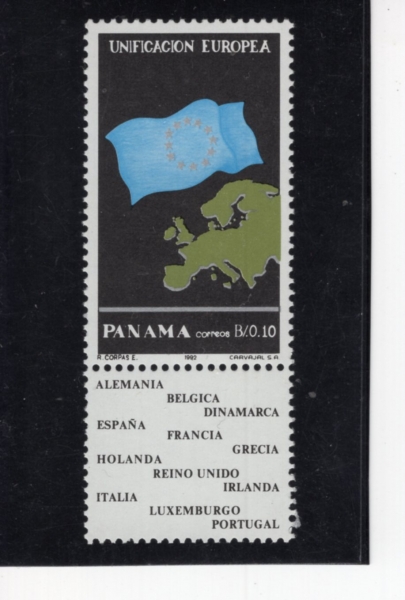 PANAMA(�ĳ��� ���� ����)-#804-10c+LABEL-UNIFICATION OF EUROPE(���� ����)-1992.12.21��