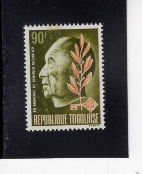 TOGO(���)-#645-90fr-ADENAUER AND 1968 EUROPA EMBLEM(�ܶ�Ʈ �Ƶ�����, ������)-1968.5.25��