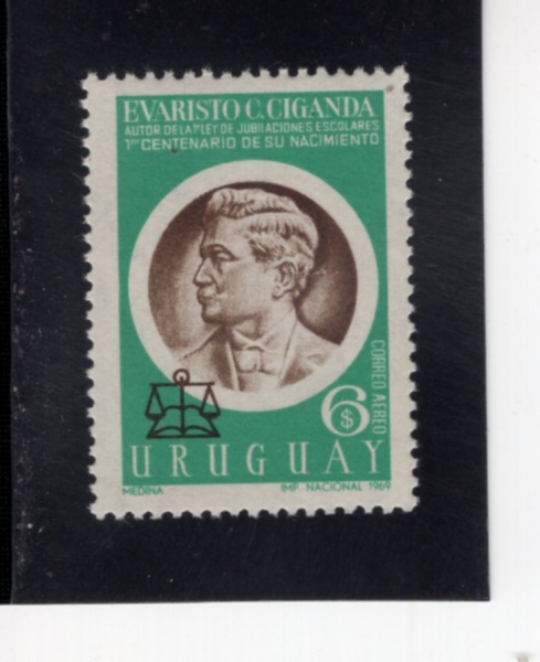 URUGUAY(������)-#C358-6p-EVARISTO C. CIGANDA(���ٸ����� �ð���)-1970.3.10��