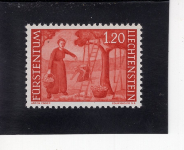 LIECHTENSTEIN(�����ٽ�Ÿ��)-#347-1.20fr-APPLE HARVEST(��� ��Ȯ)-1960��